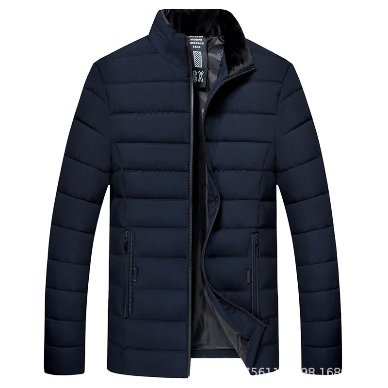 Winter New Style Middle-aged Men Business Cotton Overcoat Middle-aged Daddy Clothes Cotton-padded Jacket Warm Stand Collar Cotto