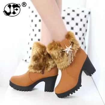 

NEW Women Winter Ankle Boots Fashion zipper Diamond tassel High Heel Classic Ladies Keep Warm Boots free shipping