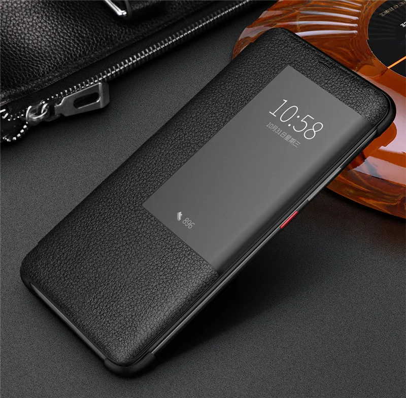 Чехол Coque Mate20 Pro с умным окошком для просмотра пары, простой модный кожаный флип-чехол для huawei Mate20, чехол для карт, защита Carcasa