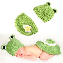 

Casual 0-3months Photography Props Four Season Infant Elastic Mixed Color Knitted Baby Frog Photography Costume