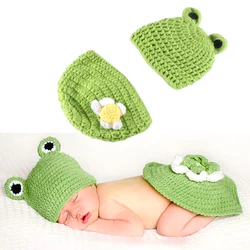Accessoires de photographie décontractés pour bébé de 0 à 3 mois, 4 saisons, élastique, couleur mixte, Costume tricoté pour bébé grenouille 