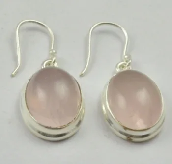 

Genuine Rose Quartz Earrings 925 Sterling Silver Earrings, 33.5 mm, AE2257