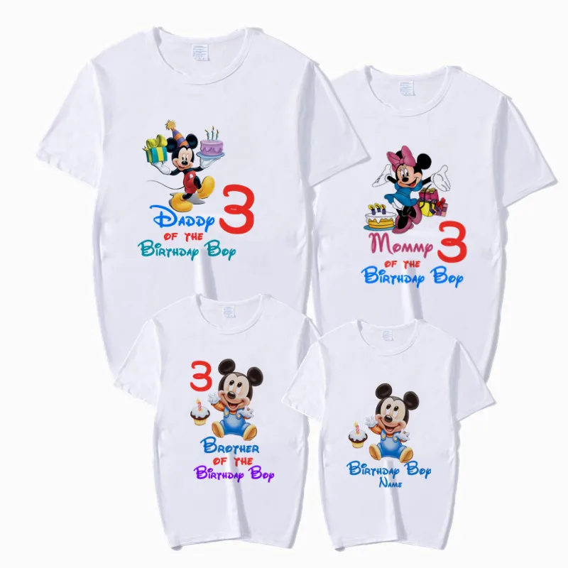 Семейные рубашки для дня рождения одинаковые комплекты с принтом мыши футболка