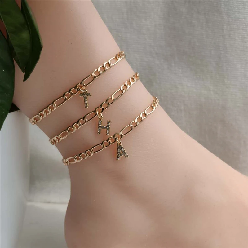 Fashion Crystal A-Z Alphabet Anklets for Women Letter Leg Chain Gold Color Ankle Bracelet Foot Boho Beach Jewelry Initial Anklet Fashion Crystal A-Z Alphabet Anklets for Women Letter Leg Chain Gold Color Ankle Bracelet Foot Boho Beach Jewelry Initial Anklet