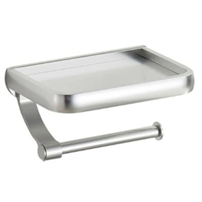 

Toilet Paper Holder with Shelf, Anti-Rust Aluminum Toilet Roll Holder with Phone Shelf for All Mobile Phone, Wall Mounted Bathro