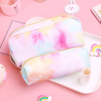 

1 Pieces Colorful Pencil Case Portable Makeup Bag PU chool Pencil Box Girls Pencil Bag School Supplies Stationery