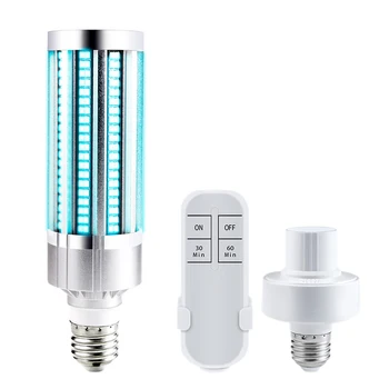 

110V/220V 60W UVC Germicidal Light UV Ultraviolet Sterilizing E27 Corn Bulb Lamp Intelligent Remote Control 195 Lamp Beads
