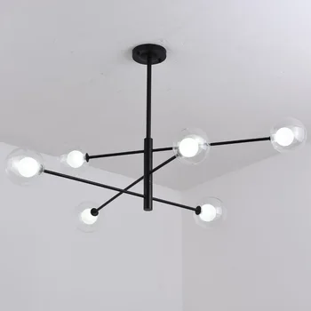 

Nordic Led Vintage Chandelier Black Retro Light Fixtures Living Room Glass Lamp Kitchen Bedroom Home Decor Lighting Luster Metal