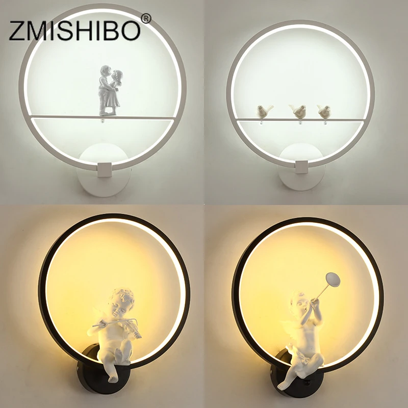 Настенный светильник ZMISHIBO черный белый светодиодный из смолы|Комнатные