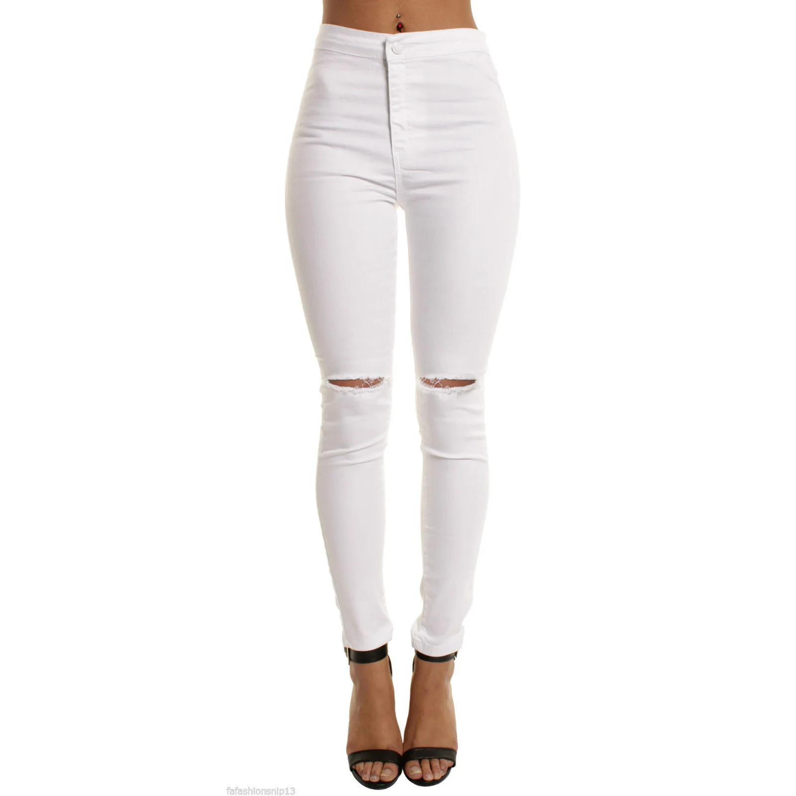 Jeans for women Elastic Thin Hole Pencil Pants High Waist Jeans Women 2020
