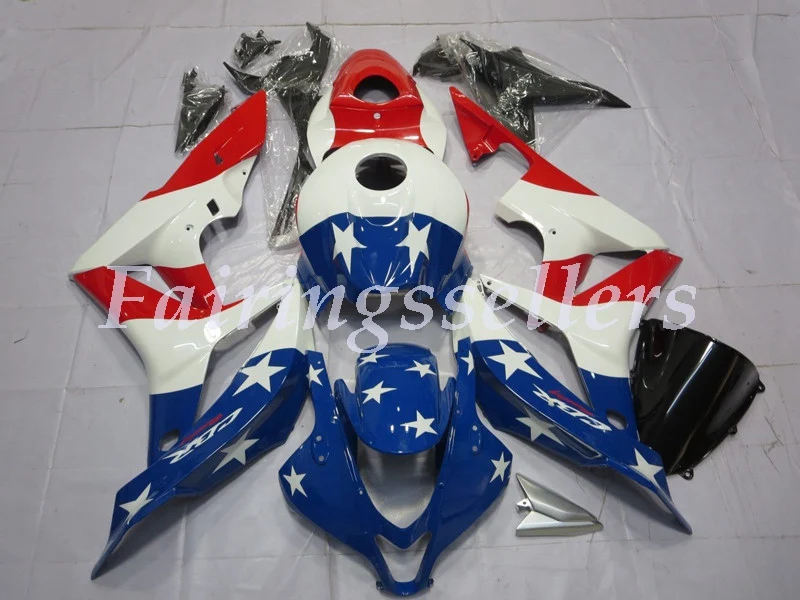 Набор впрыскивателей Мотоцикл Обтекатели Наборы подходит для Honda CBR600RR F5 07 08 2007 2008 обтекатель комплект; черный, серый, оранжевый цвета; сезон осень - Цвет: American Flag