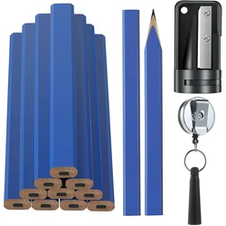 Crayons professionnels de menuisier avec taille crayon, 12 pièces, stylo de marque aplati au plomb noir, menuiserie, bricolage 