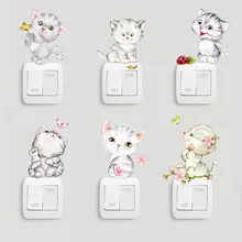 Мультфильм котенок для выключателя настенный Клей Бумага детская комната спальня гостиная детская комната креативная Водонепроницаемая настенная розетка Adhes