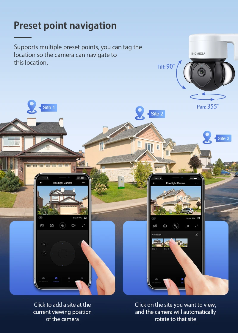 INQMEGA TUYA Alexa Smart Voice Camera Supports Google Homepage, Wired and Wireless Dual Connection Web Camera, Waterproof CCTV