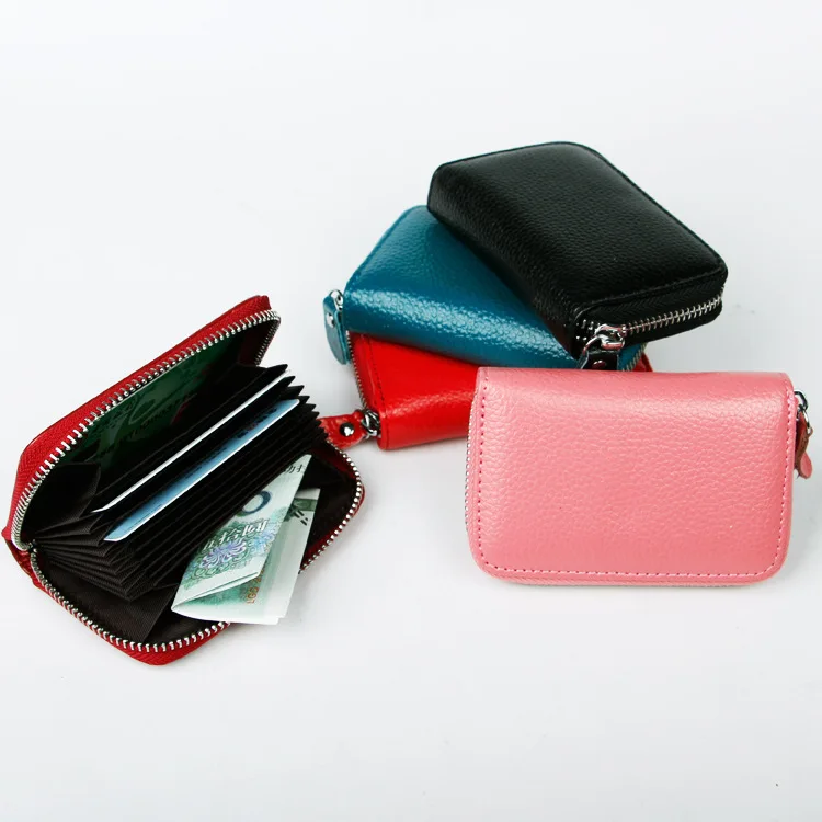 

Korean-style Fashion RFID Antimagnetic Genuine Leather Organ Wallet Single Zipper New Style Bank Credit Wallet