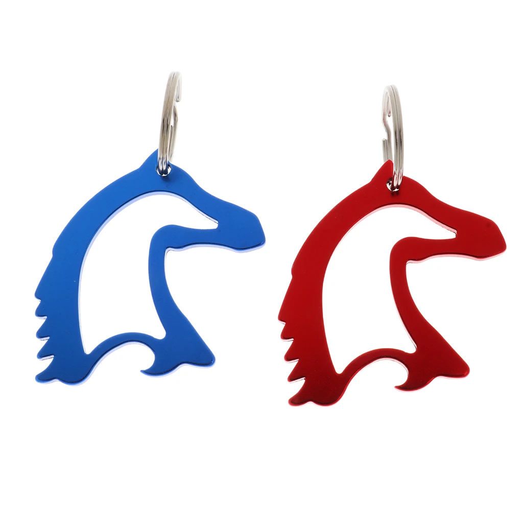 Portable Aluminum Alloy Horse Head Pattern Bottle Opener with Key Ring Keychain