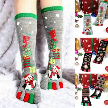 

Brand New High Quality Six Different Christmas Print Multicolor Toe Socks Five Finger Socks Cotton Funny Socks