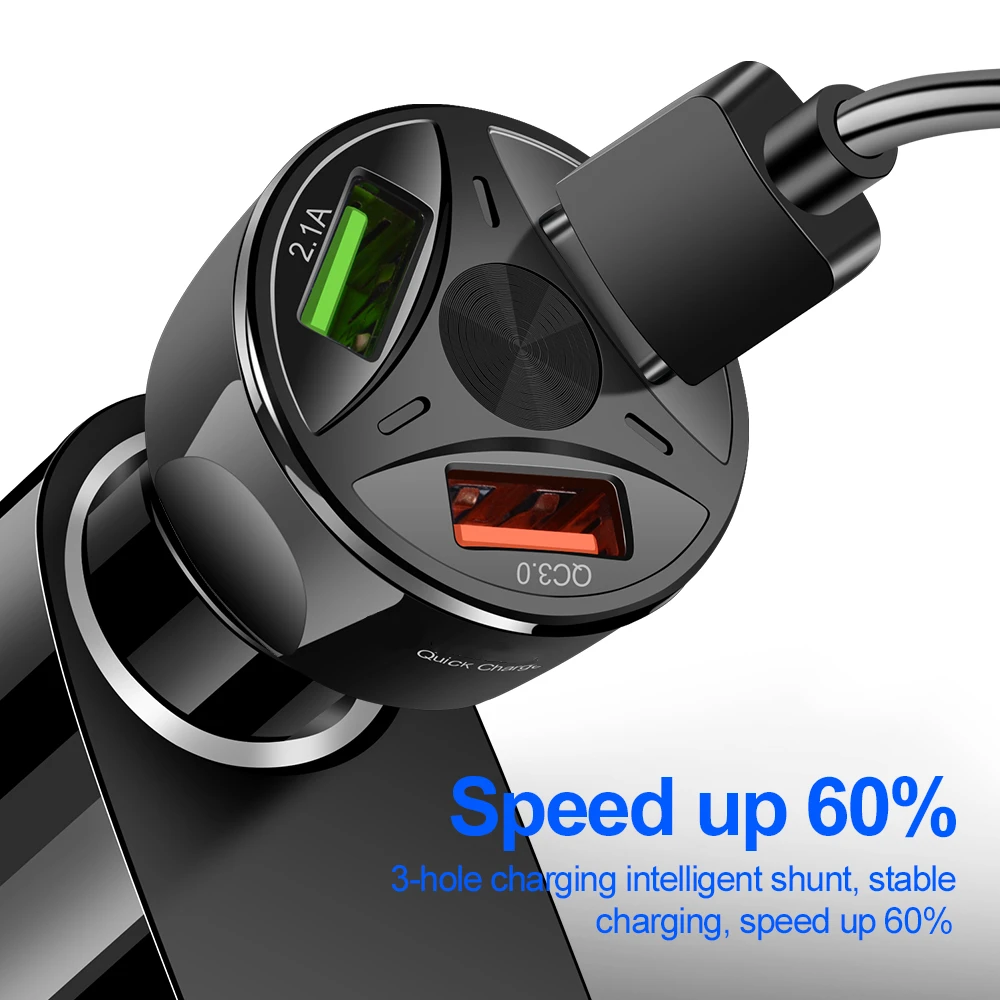 Рок QC 3,0 3 зарядных порта USB для автомобиля Зарядное устройство быстрой зарядки для iphone 11 Pro Xs iPad Универсальный для Xiaomi samsung huawei P30 быстрой зарядки 5V 7A