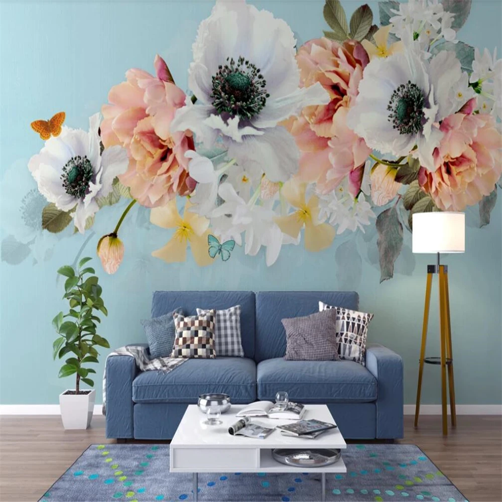 

Drop Shipping Custom Large Wallpaper Mural Small Fresh Flower Modern Minimalist Background Wall Paper Mural Decorative Painting