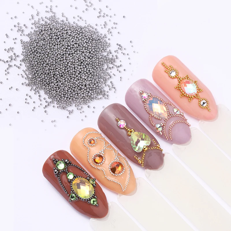 

1 Box Zircon Steel Nail Beads Mixed Colorful Balls Nail Tips DIY Designs for UV Gel 3D Nail Art Decorations 12 Colors