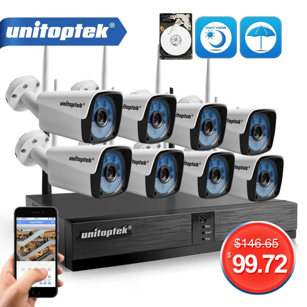  4CH 8CH 1080P Wireless NVR Kit Home Security Camera System 1.0MP 2MP HD Video Surveillance CCTV Sys