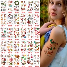 30pcs/lot Christmas Decorations Tattoo Stickers Children Party Gift Temporary Tattoo Santa Tattoo set Kids White Snow Fake Tatoo