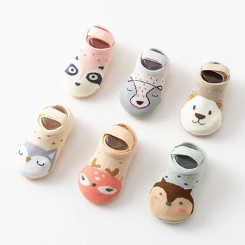 

1 Pair Fashion Baby Girls Boys Cute Cartoon Non-slip Cotton Toddler Floor Socks Animal print First Walker Shoes for Newborns