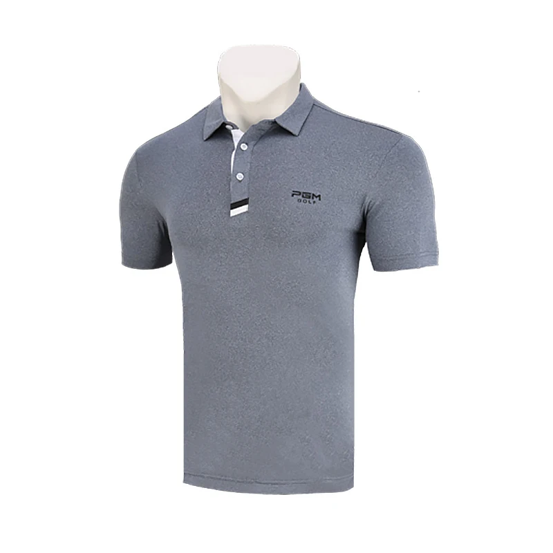 Футболка для гольфа, мужские рубашки, новая одежда PGM, спортивные топы, поло, футболка с коротким рукавом, летняя одежда, костюм для соревнований, одежда для гольфа - Цвет: Серый