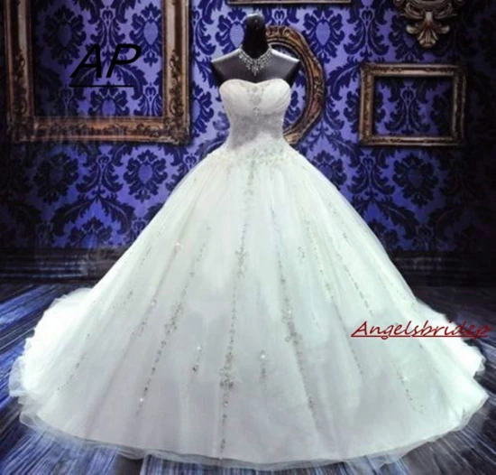 ANGELSBRIDEP-Vestido-De-Noiva-Fashion-Ball-Gown-Wedding-Dresses-Sexy-Sweetheart-Tiered-Full-Length-Formal-Bridal (2)