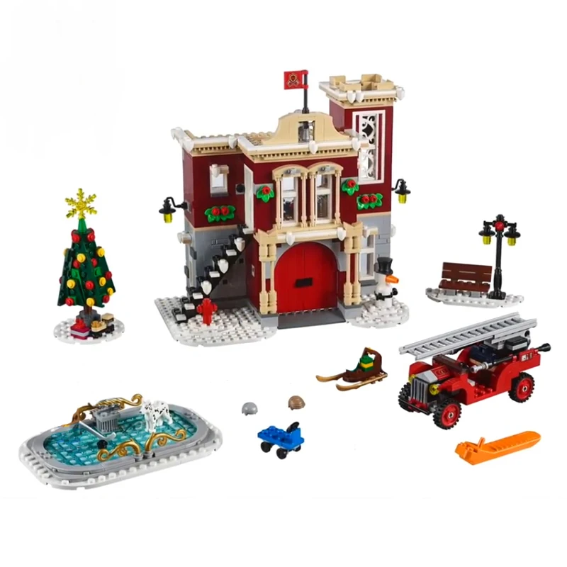 

New Creator Set Compatible legoinglys Creator10263 Fire Station Model Building Blocks Diy Bricks Education Toys Christmas Gifrts