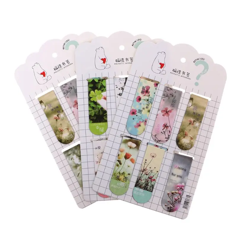 

6Pcs/lot Flower Magnetic Paper Bookmarks Note Memo Stationery Book Mark Bookworm