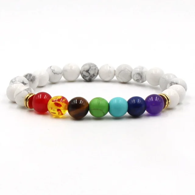 Eight Planets Natural Stone Bracelet Universe Yoga Chakra Galaxy Solar Lovers System Bracelets For MenOrWomen JewelryAnniversary - Окраска металла: White rainbow