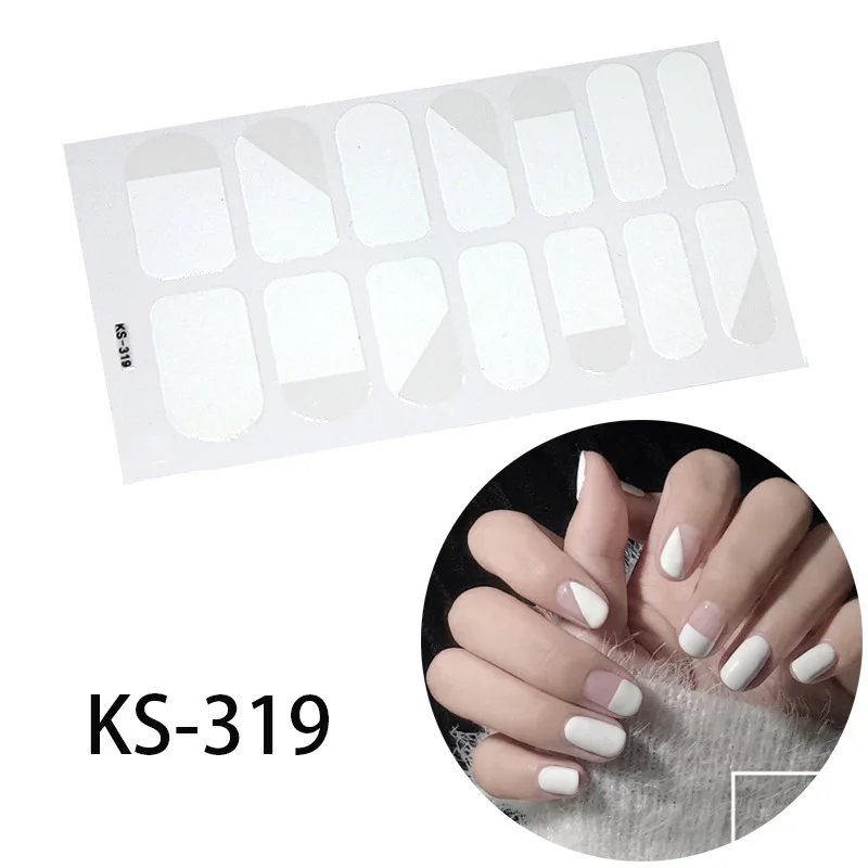 KS-319 14 постов/1 Лист наклейки для ногтей УФ-гель лак для ногтей Обертывания полоски полное покрытие красочные наклейки-лак для ногтей Переводные картинки Маникюрный Инструмент - Цвет: KS-319