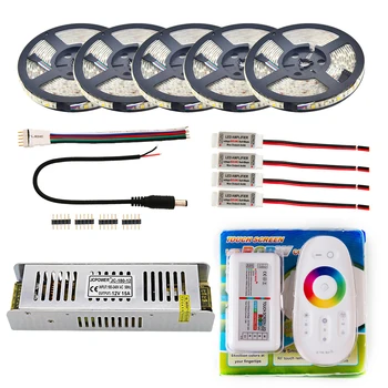 

10m 15m 20m 30m Set DC12V RGB RGBW RGBWW 5050 SMD 300LEDs Led Strip 2.4G RF controller Power Amplifier Kit Kitchen Bedroom