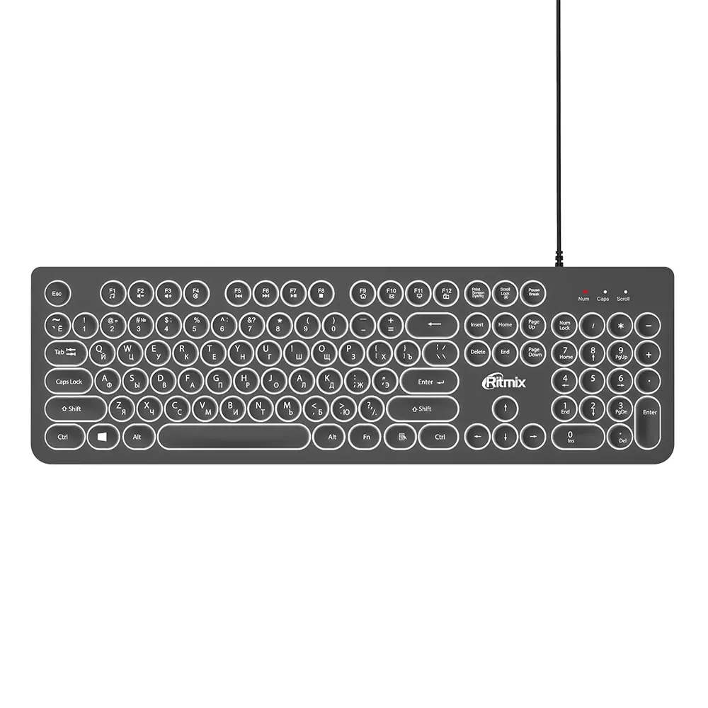 Computer keyboard with backlight ritmix rkb-214bl [Wired membrane Keys-104 USB black] for компов computer PC Russian | Компьютеры и