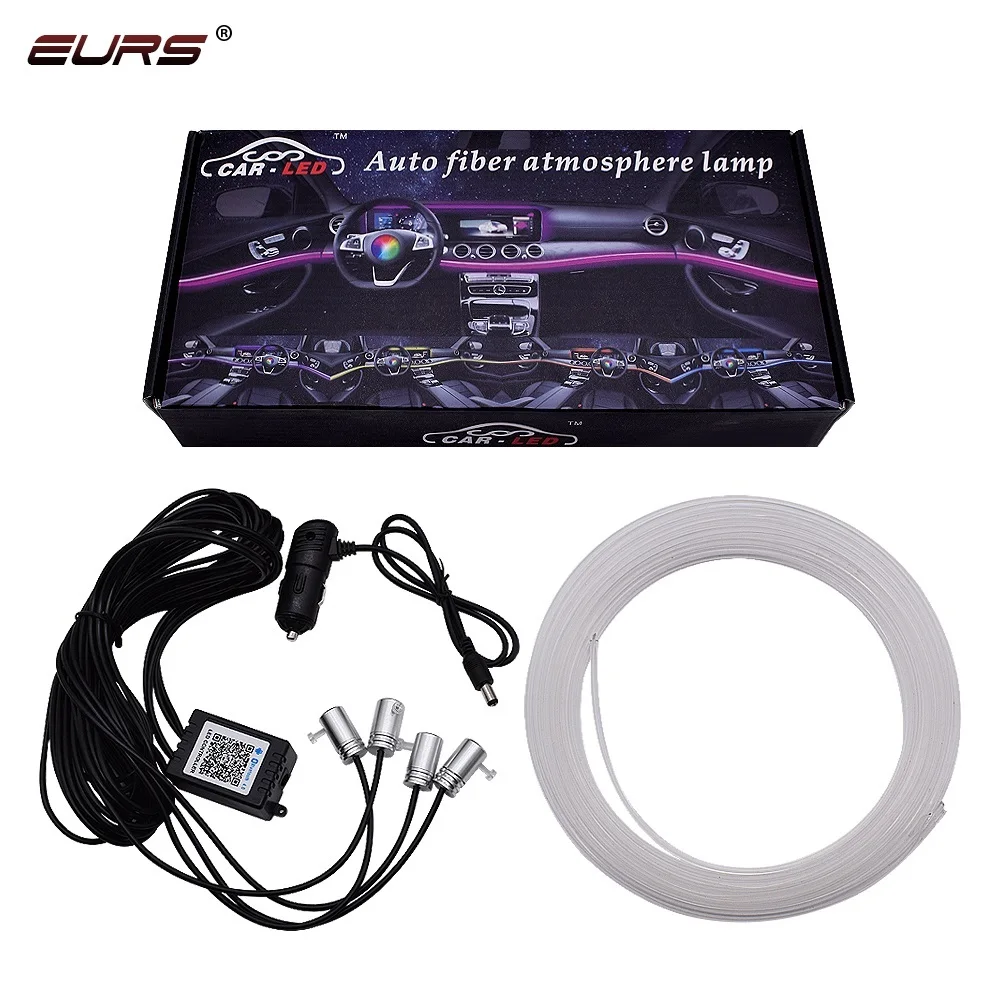1set Colorful RGB LED Car Interior Neon EL Wire Strip Light Auto