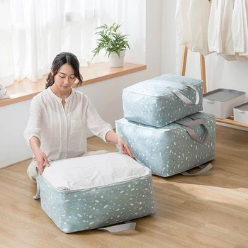 

Linen Cotton Quilts Blankets Storage Bag Clothes Storage Box Large Sizes Closet Organizer Under Bed Storage For Bedding Clothing