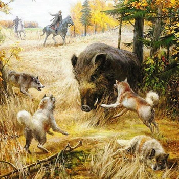 

DIY Diamond Painting Cross Stitch Wild boar and wolf 3D Square round Rhinestones hunt Pictures Diamond Embroidery Mosaic Crafts