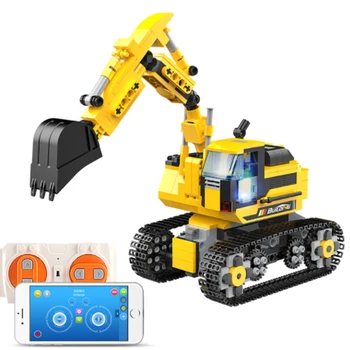 

736Pcs Phone RC Self-designed Programmable Toy Engineering Vehicle Mecanum Wheel Excavator Budilding Block Kit