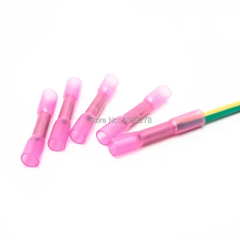 

40PCS/SET 22-18 AWG Heat Shrink Butt Cable Wire Crimp Connector BHT1.25 Electrical Terminals Quick Connector Pink Red