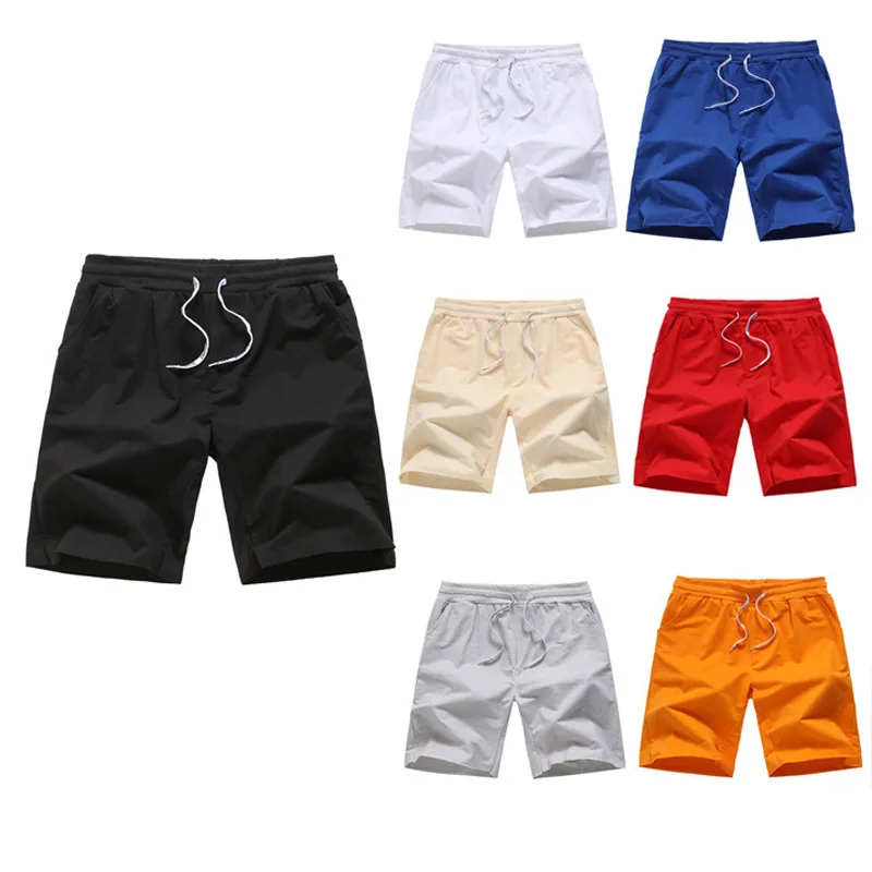 

Plus Size Solid Multicolor Knee-length Casual Shorts Men Loose All Match Sportswear Mens Bottom With Pocket Drawstring Soft
