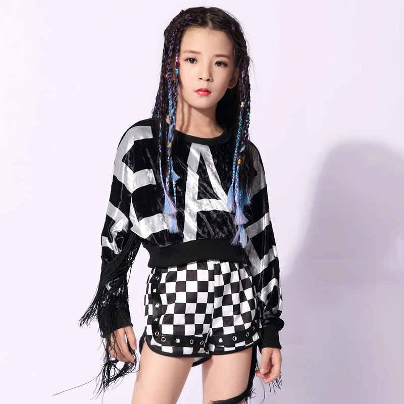 Popular-Girls-Stage-Costume-Jazz-Tassel-Dancing-Outfits-Children-Hip-Hop-Set-Mosaic-Kid-Street-Dance (2)