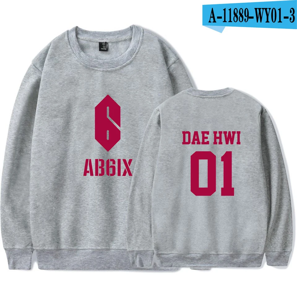 Kpop AB6IX толстовка с круглым вырезом Женская Новая модная белая толстовка женская K pop толстовка с круглым вырезом Harajuku - Цвет: grey