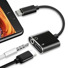 New Adapter Charge Headphone 2 in 1 Type-C to 3.5mm Jack Head Aux Audio USB C Cable
