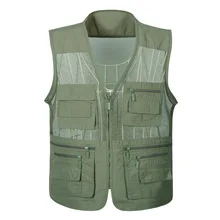 New Style Summer Men Military Waistcoat Outdoor Camera Fishing Multi-pockets Mesh Waistcoat