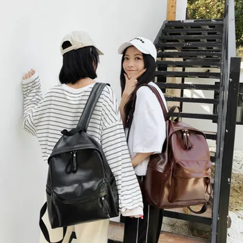 

Wholesale Couple Bag 2019 Wild Backpack Ladies Bag Shoulder Bag College Style Student Backpack Korean Female Bag PU Men Backpack