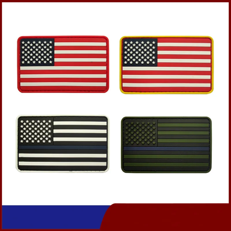 3D PVC American Stars and Stripes Flag Soft Rubber Badge Blue Line Outdoor Bag Stickers Army Tactical Military Country Patches | Дом и сад