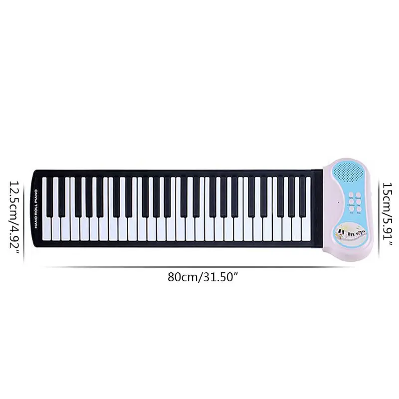 37 Keys Roll Up Portable Electronic Keyboard Piano Flexible Kids Piano Keyboard with Speaker for Beginners Boys Girls Blue