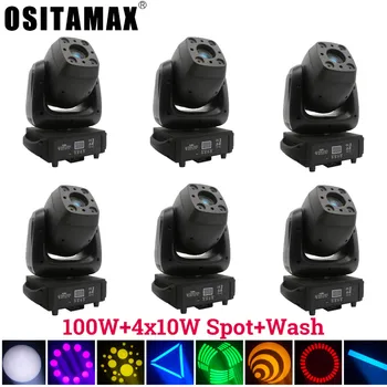 

6PCS 100w LED Moving Head Spot Light 4x10w RGBW Wash Light Stage Effect Moving Head Spot Wash Disco Party Lights Wedding DJ Show