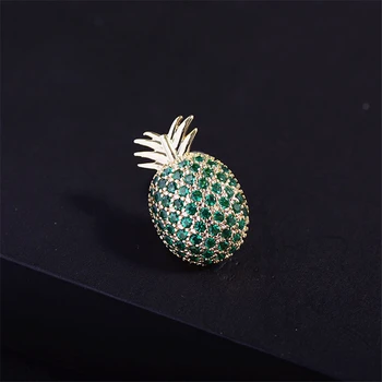 

Cute Mini Pineapple Brooches Pins 2020 New Arrival Luxury Green Zircons Broches for Women Shirt Clothes Fruit Pin Brooch femme